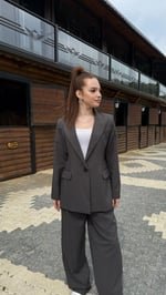 Premium Antrasit Titanyum Vatkalı Ceket Takım