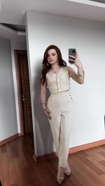 Premium Ceket Çıtçıt Takım Bej