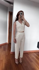 Premium Ceket Çıtçıt Takım Beyaz