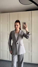 Premium Naturel Gri Vatkalı Ceket