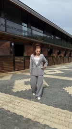 Premium Naturel Gri Vatkalı Ceket Takım