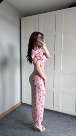 Prenses Kol Pembe Çiçekli Kalem Elbise