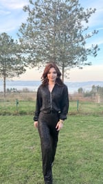 Pul Payetli Hırka Fermuarlı Siyah