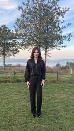 Pul Payetli Lastikli Pantolon Siyah