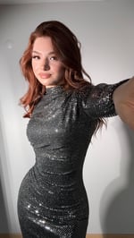 Pullu Drapeli Midi Elbise Gri