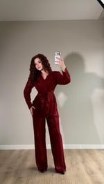 Pullu Premium Ceket Takım Bordo