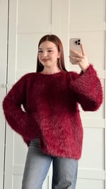 Püsküllü Yumuşak Kazak Bordo