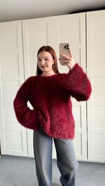 Püsküllü Yumuşak Kazak Bordo