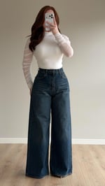 Quality Geniş Baggy Yeşil Tint Pantolon 