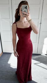 Rachel Bordo Saten Elbise