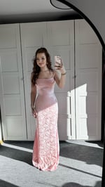 Rachel Pembe Saten Elbise