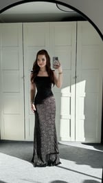 Rachel Siyah Saten Elbise