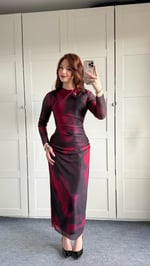 Reina Bordo Tül Elbise 