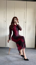 Reina Bordo Tül Elbise 
