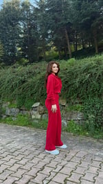 Ronessme Crop Hırka Takım Kırmızı