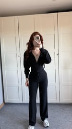 Ronessme Crop Hırka Takım Siyah