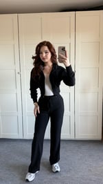 Ronessme Crop Hırka Takım Siyah