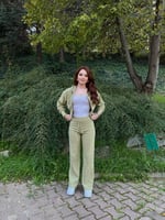 Ronessme Crop Hırka Takım Yeşil