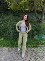 Ronessme Crop Hırka Takım Yeşil