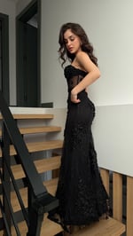 Rose Balık Abiye Siyah