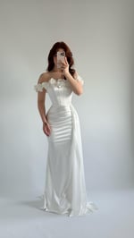 Roseline Çiçekli Abiye Beyaz
