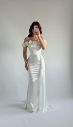 Roseline Çiçekli Abiye Beyaz