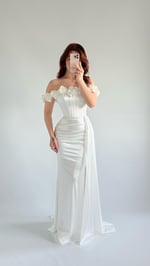 Roseline Çiçekli Abiye Beyaz