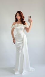 Roseline Çiçekli Abiye Beyaz