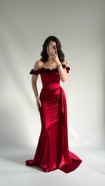 Roseline Çiçekli Abiye Bordo