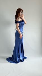 Roseline Çiçekli Abiye İndigo Mavisi