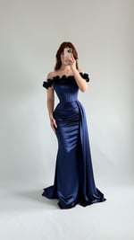 Roseline Çiçekli Abiye Lacivert