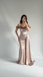 Roseline Çiçekli Abiye Vizon 