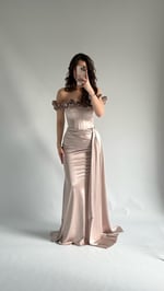 Roseline Çiçekli Abiye Vizon 