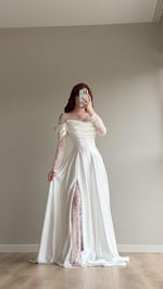 Royal Dantel Detaylı Beyaz Abiye 