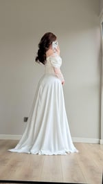 Royal Dantel Detaylı Beyaz Abiye 