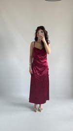 Rüya Kalpli Saten Elbise Bordo