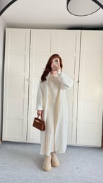 Sakallı Yumuşak Maxi Hırka Beyaz