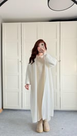 Sakallı Yumuşak Maxi Hırka Beyaz
