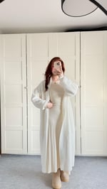 Sakallı Yumuşak Maxi Hırka Beyaz