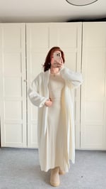 Sakallı Yumuşak Maxi Hırka Beyaz