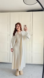 Sakallı Yumuşak Maxi Hırka Beyaz