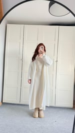 Sakallı Yumuşak Maxi Hırka Beyaz