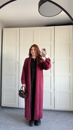Sakallı Yumuşak Maxi Hırka Bordo