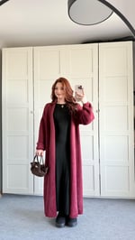 Sakallı Yumuşak Maxi Hırka Bordo