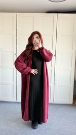 Sakallı Yumuşak Maxi Hırka Bordo