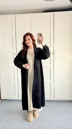 Sakallı Yumuşak Maxi Hırka Siyah