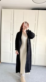 Sakallı Yumuşak Maxi Hırka Siyah