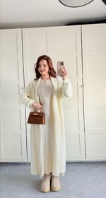 Sakallı Yumuşak Maxi Hırka Vanilya