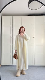 Sakallı Yumuşak Maxi Hırka Vanilya