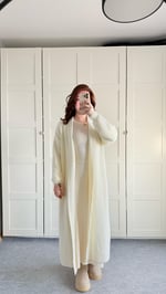 Sakallı Yumuşak Maxi Hırka Vanilya